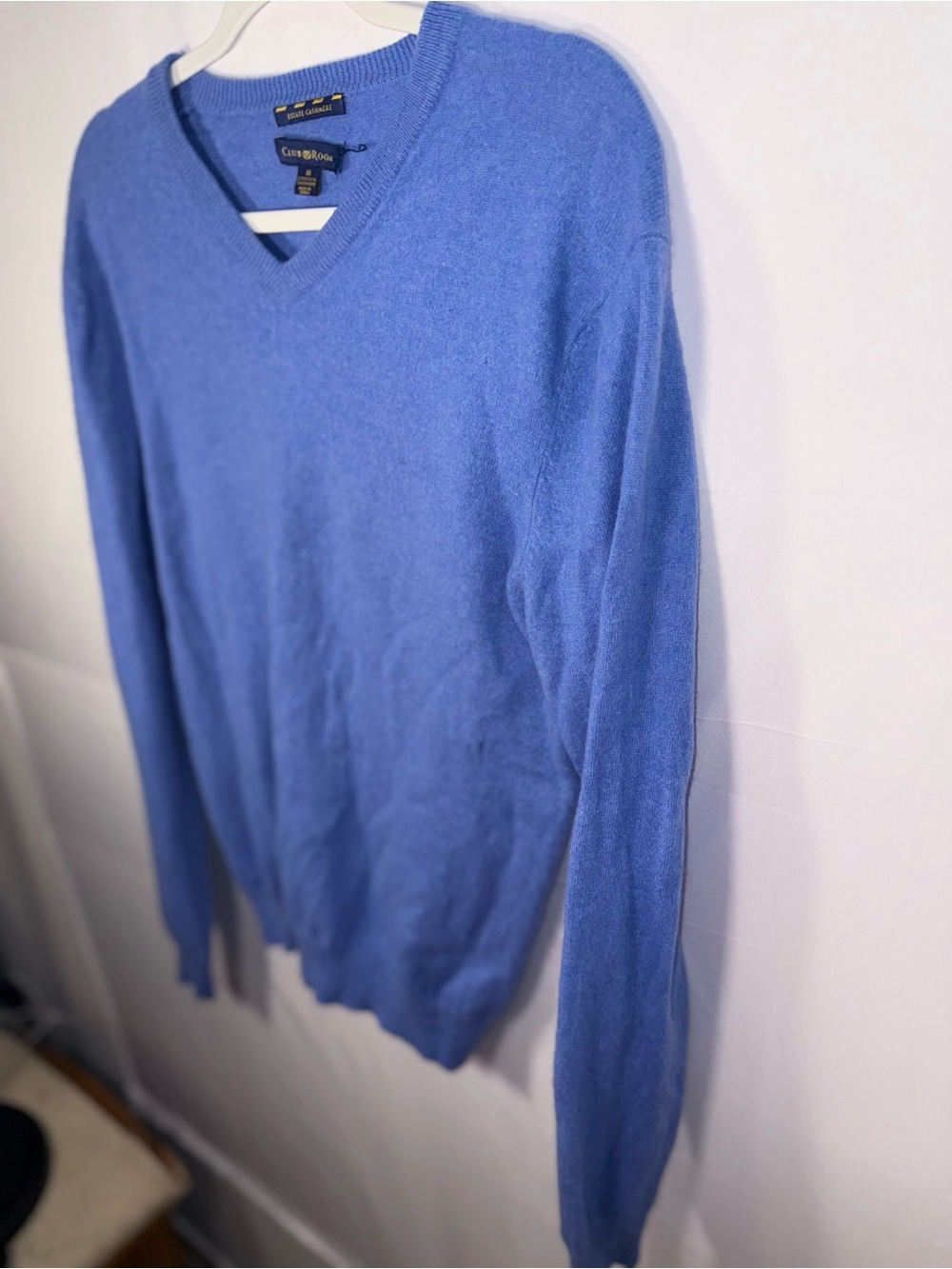 Club Room Estate Cashmere Men Classic V-Neck Blue Sweater Pullover Size Medium - Picture 5 of 15